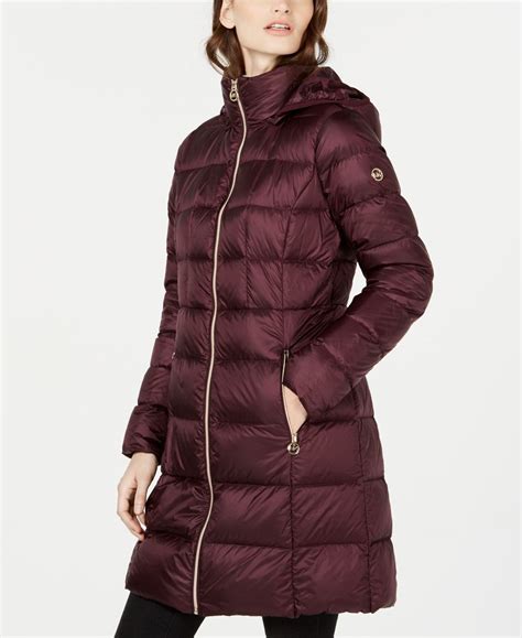 michael kors down alternative long puffer coat burgundy or green|Women's Michael Kors Puffer Jackets .